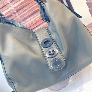 Funky olive leather Coach hobo bag